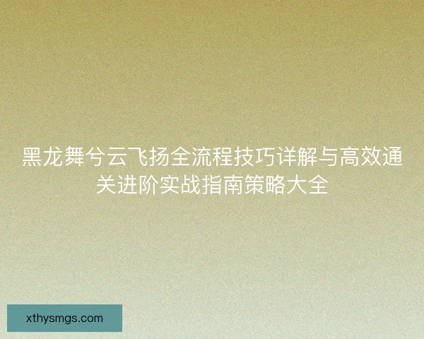 黑龙舞兮云飞扬全流程技巧详解与高效通关进阶实战指南策略大全